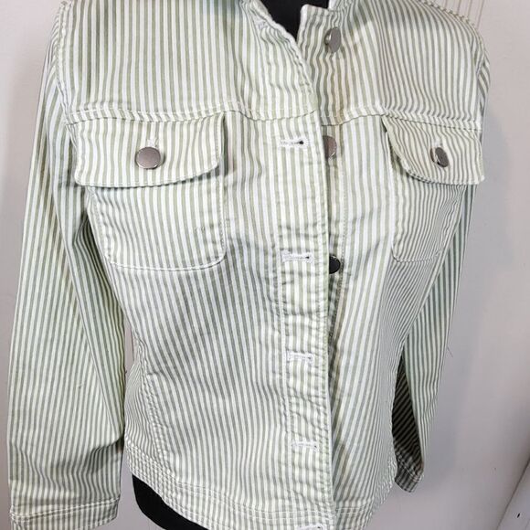 Chico's Striped Green & White Jacket - Picture 11 of 13